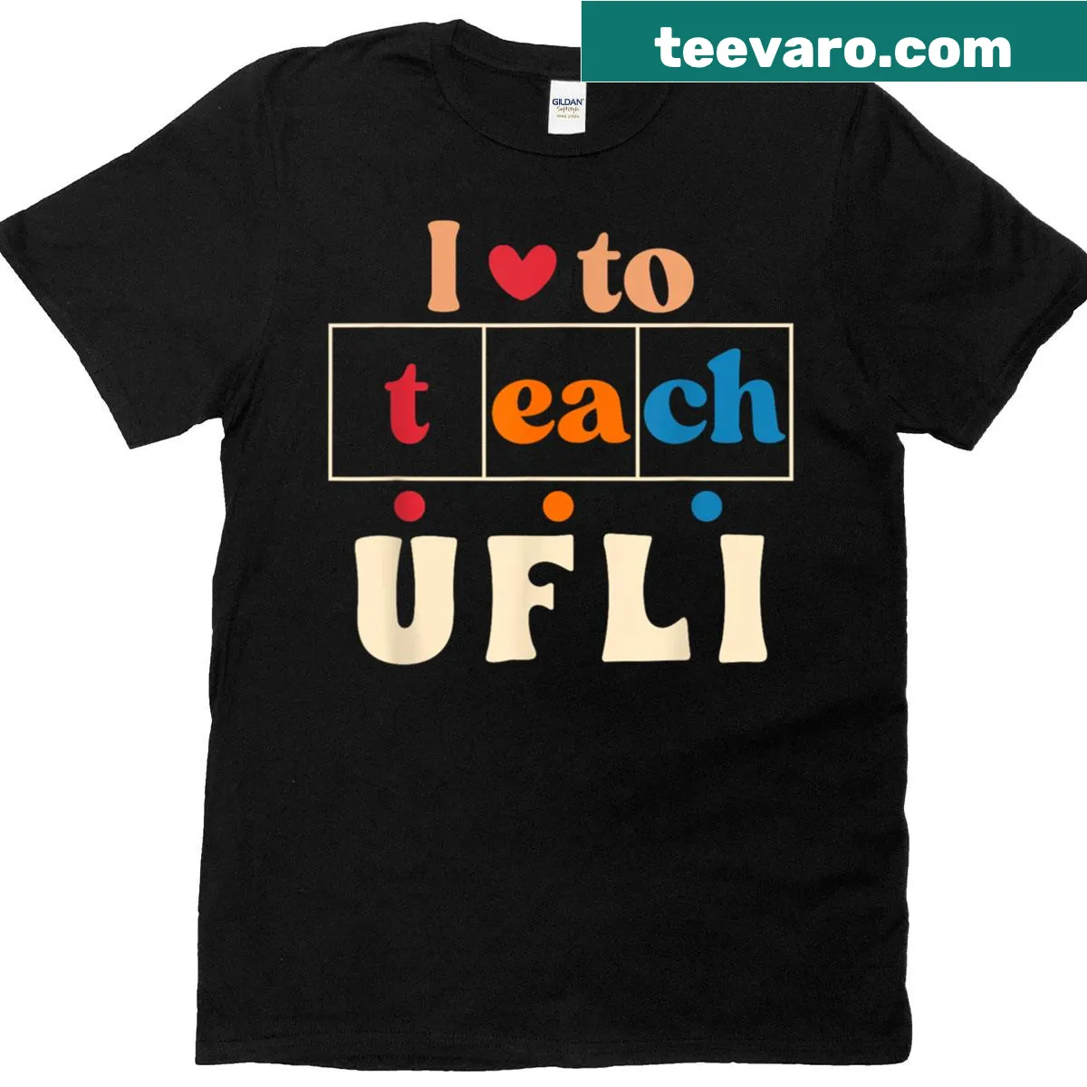 Typographic T-shirt for teachers promoting literacy with 'I Love To Teach' — on a men's t-shirt