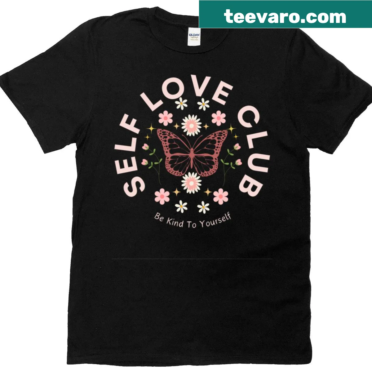 T-shirt with the phrase 'Be Kind To Yourself' in bold typography — on a men's t-shirt