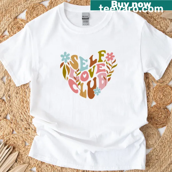 Fitted T-shirt with encouraging self-love graphics