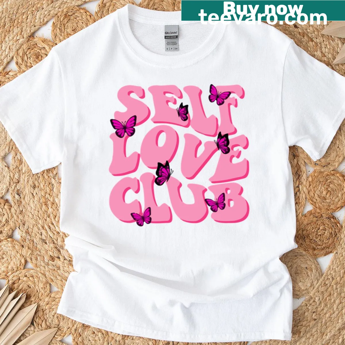 Whimsical illustration promoting self-love on a T-shirt. — on a men's t-shirt