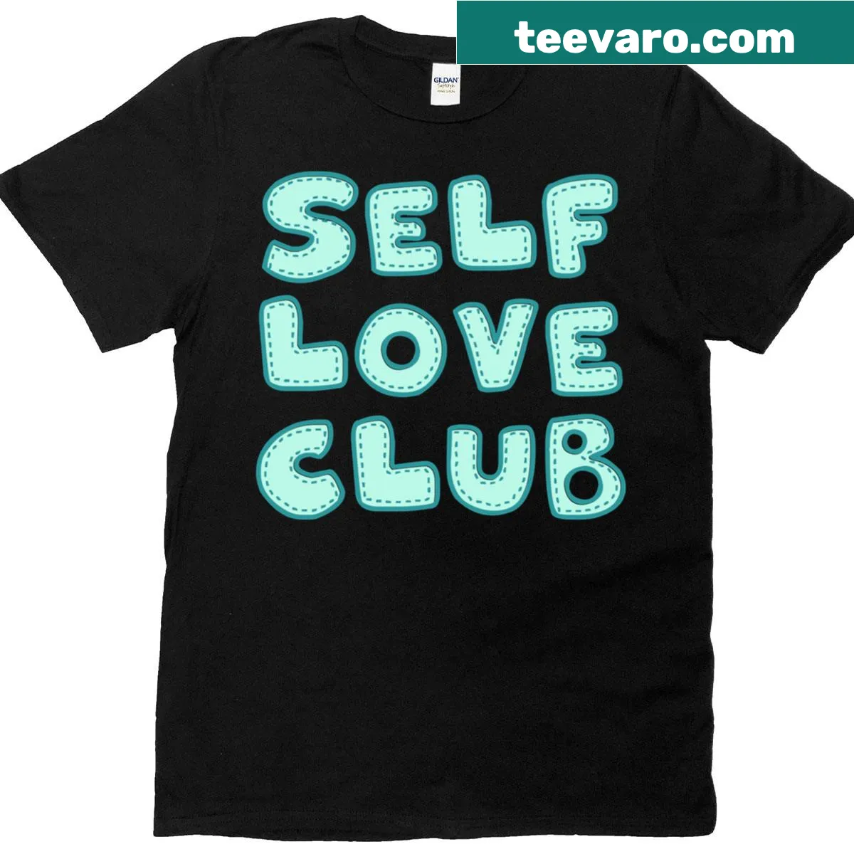 Inspirational patchwork typography t-shirt promoting self-love — on a men's t-shirt