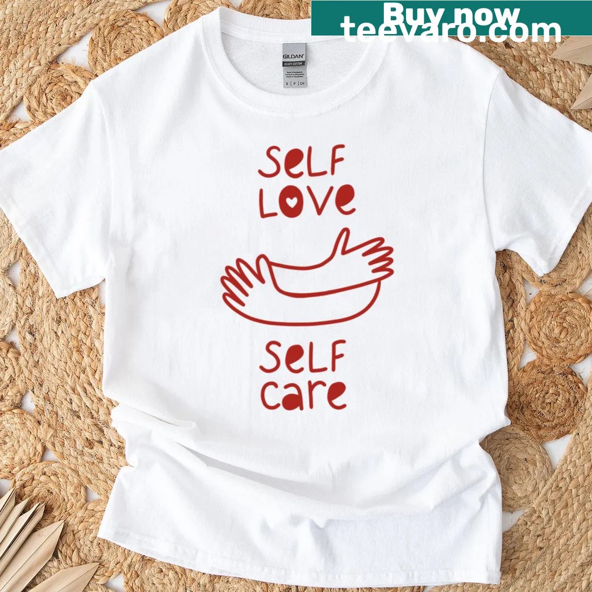 Self Love Self Care Club graphic T-shirt promoting positivity — on a men's t-shirt