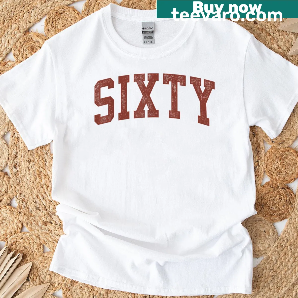 Minimalist 60th birthday t-shirt design celebrating being sixty — on a men's t-shirt