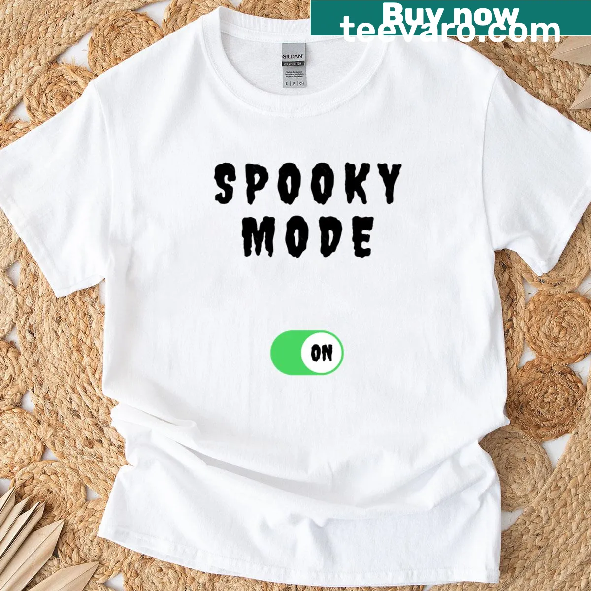 Spooky-themed graphic T-shirt for Halloween enthusiasts — on a men's t-shirt
