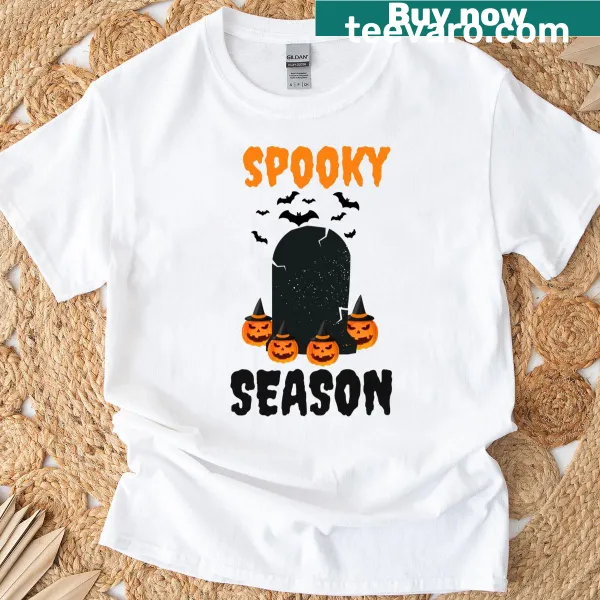 Active T-shirt with Spooky Season text celebrating Halloween