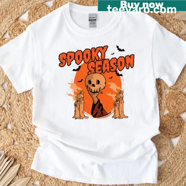 Humorous Halloween t-shirt featuring a whimsical skull