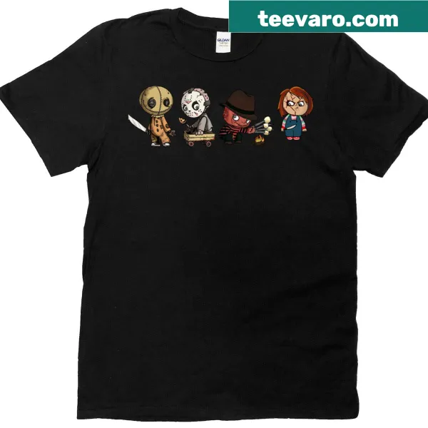 Cartoon spooky characters on an oversized t-shirt for teens