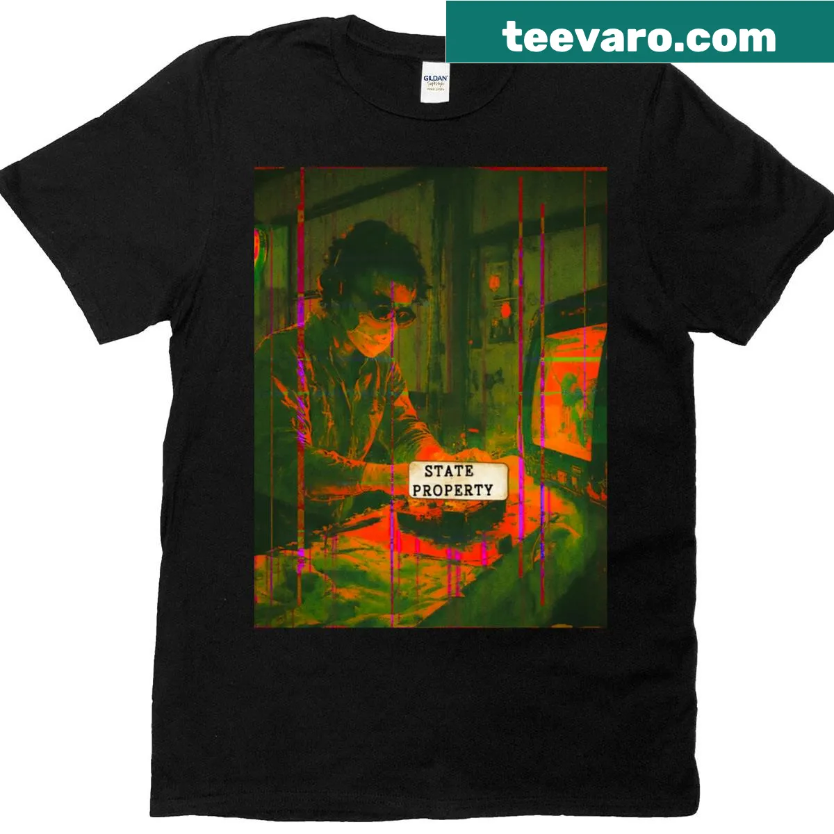 Oversized t-shirt featuring bold text about secrets — on a men's t-shirt