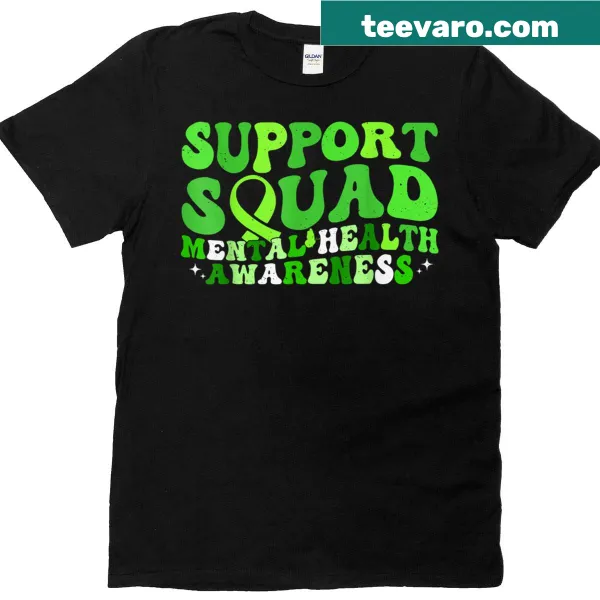 T-shirt featuring a green ribbon design promoting mental health awareness