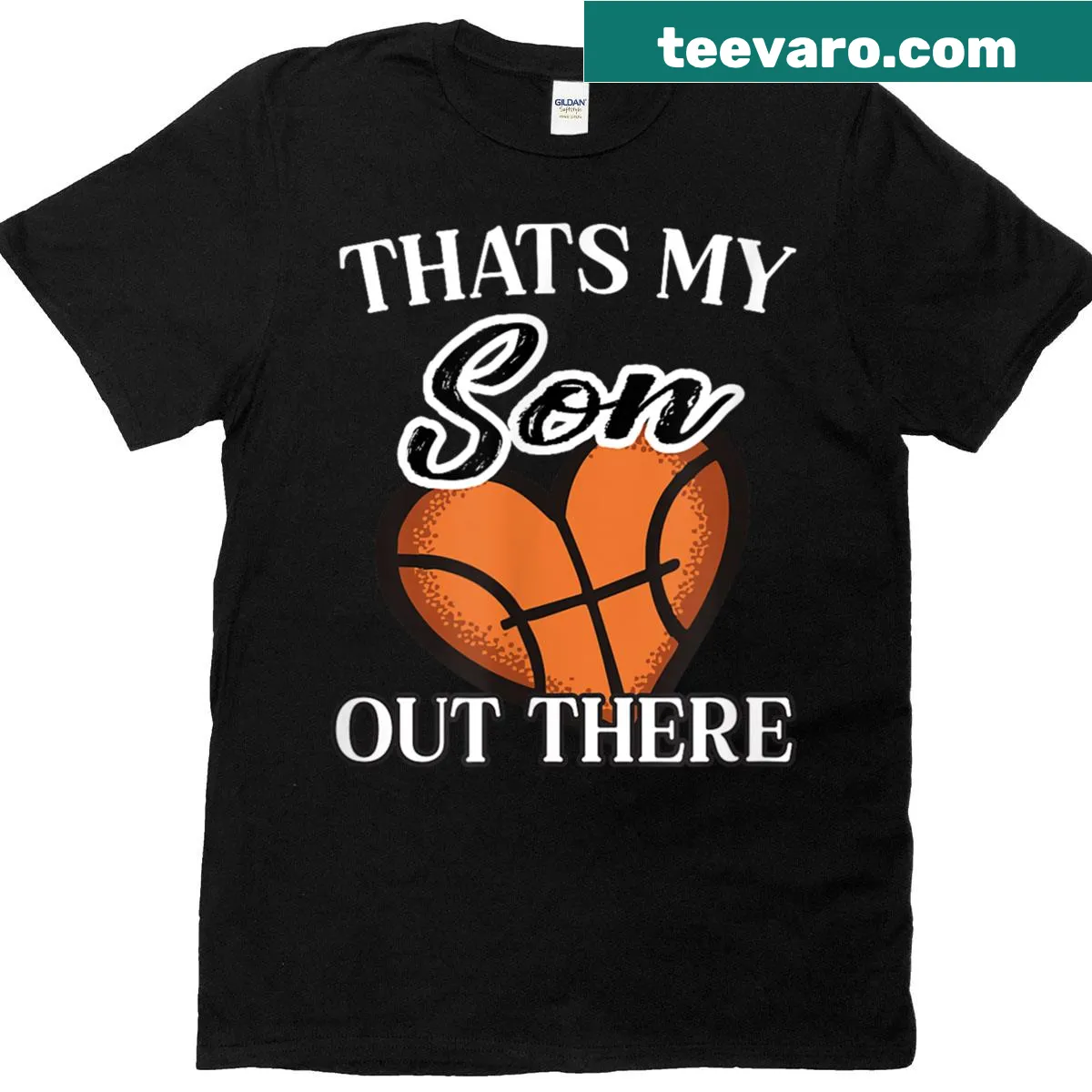 Proud parent T-shirt with 'That’s My Son Out There' for basketball fans — on a men's t-shirt