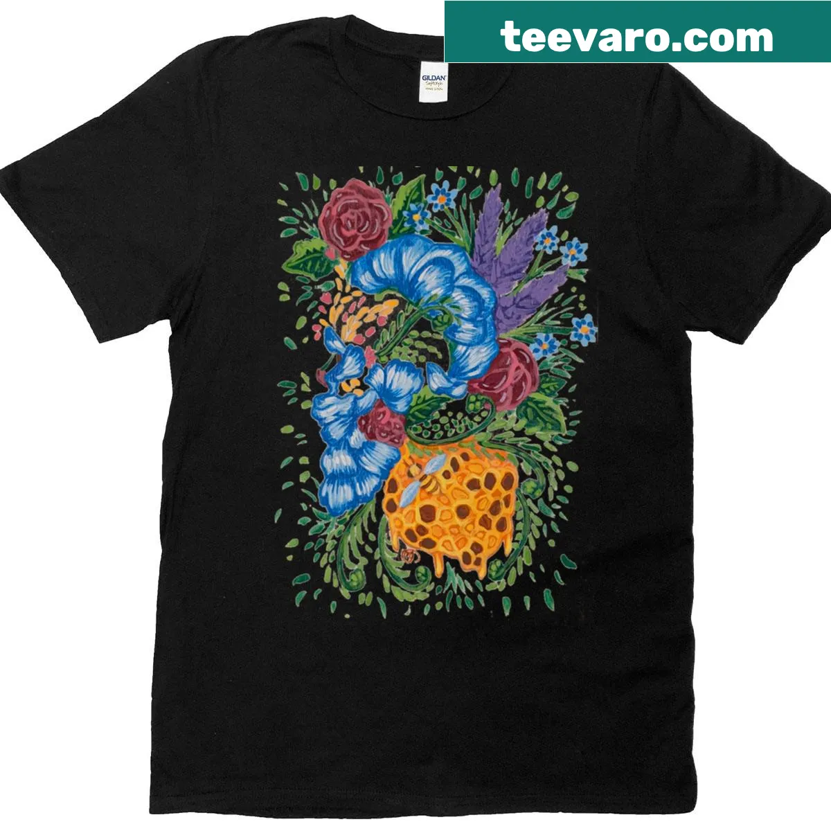 Floral portrait T-shirt with a gentleman design made from flowers — on a men's t-shirt