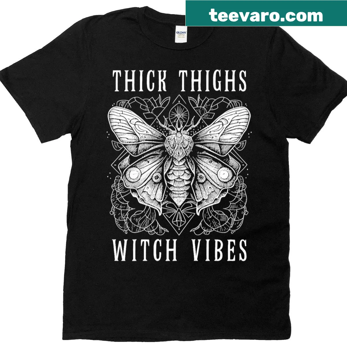 Oversized Halloween T-shirt with witchy vibes and playful text — on a men's t-shirt