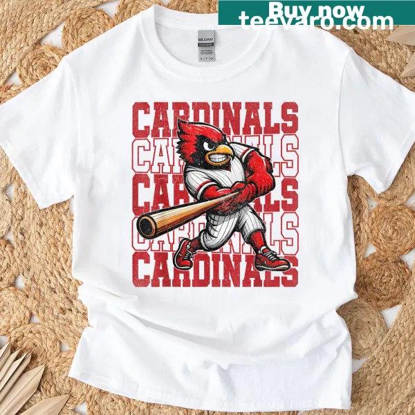 Vintage-style T-shirt featuring cardinals in a nostalgic design