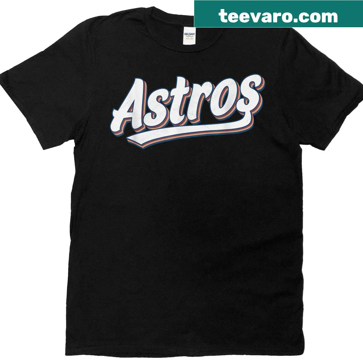 Personalized retro Astros style T-shirt with first name — on a men's t-shirt
