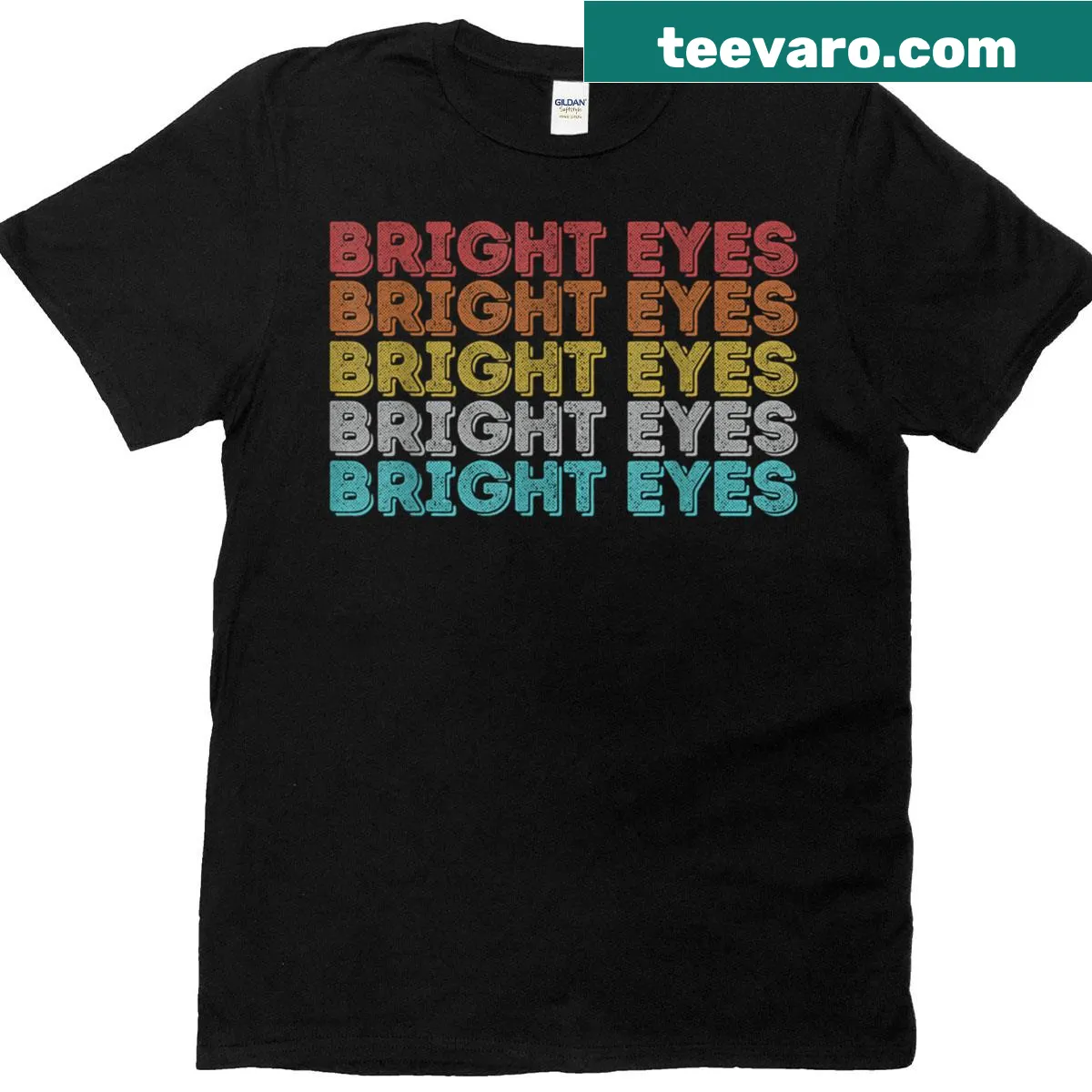 Vintage T-shirt featuring minimalist bright eyes graphic — on a men's t-shirt