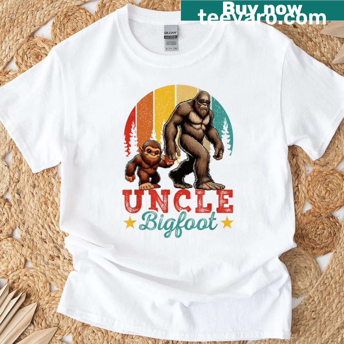 Men's vintage Uncle Bigfoot graphic T-shirt, great for Father's Day. — on a men's t-shirt