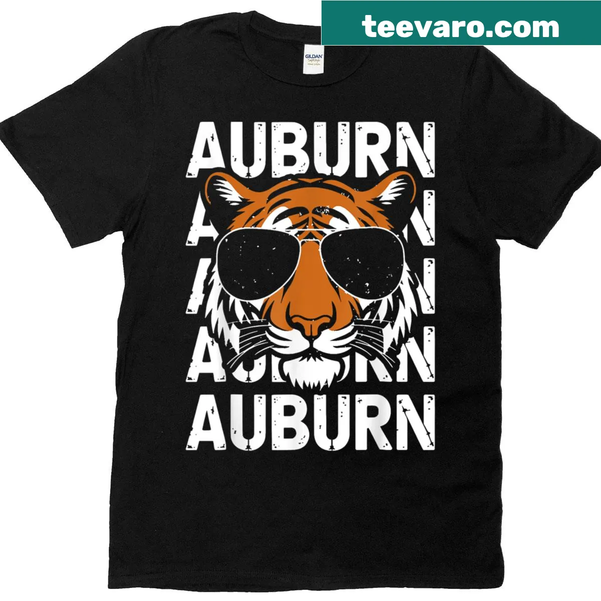 Retro tiger name design T-shirt for sports fans — on a men's t-shirt