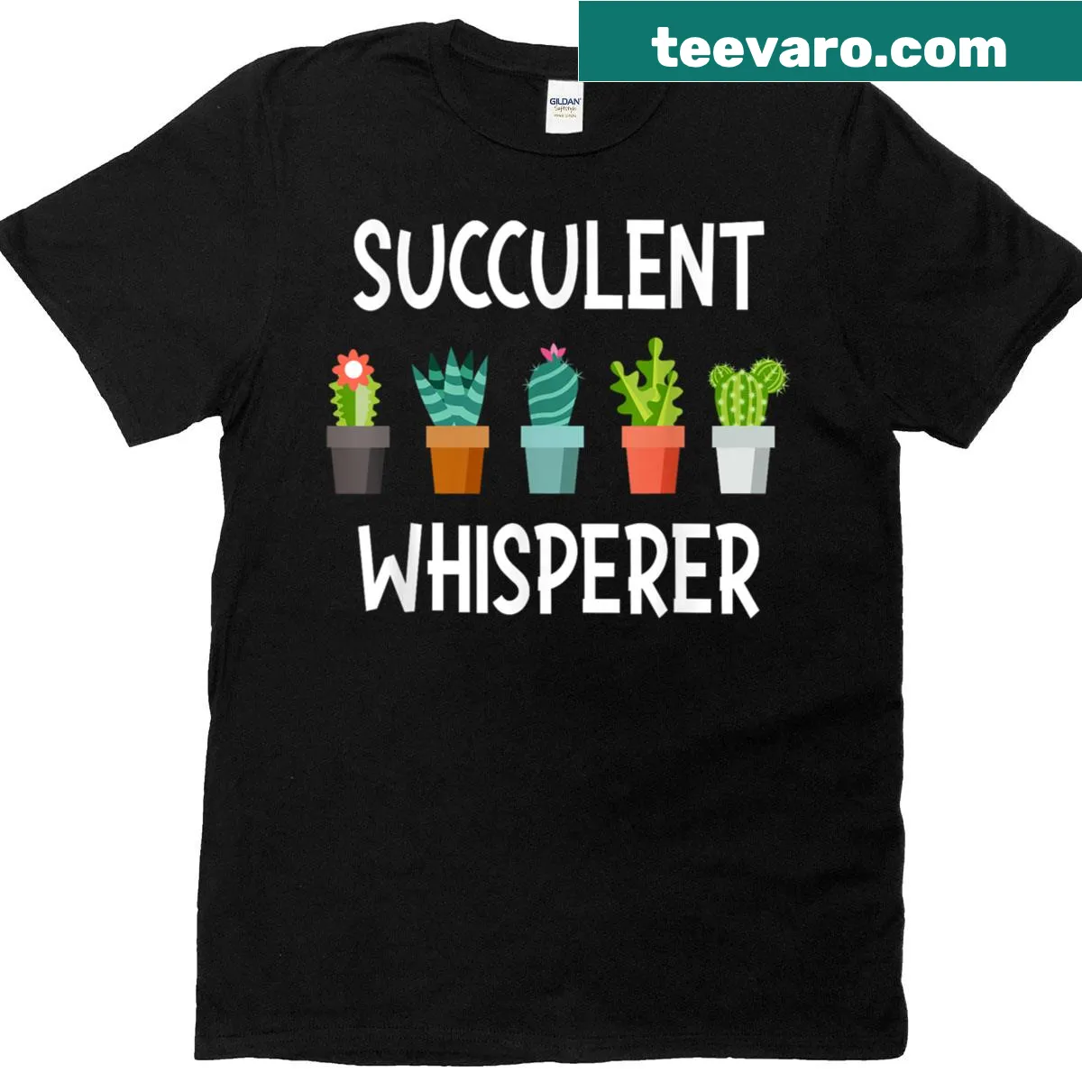 Illustrated gardening T-shirt for cactus lovers — on a men's t-shirt