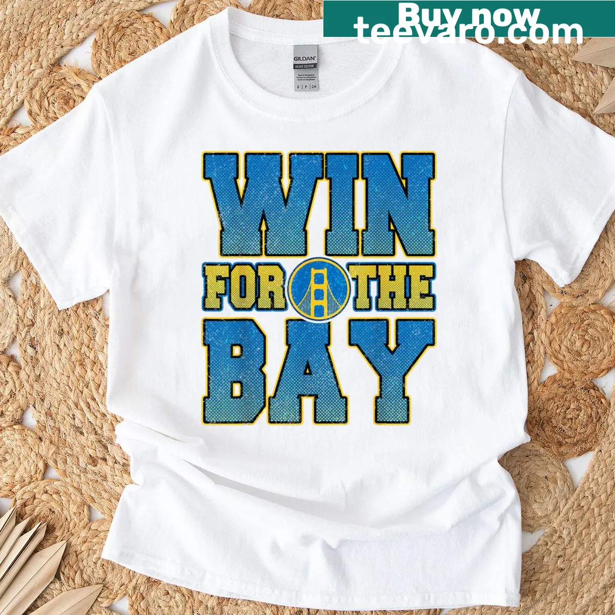 Graphic T-shirt with 'Win For The Bay' inspirational message — on a men's t-shirt