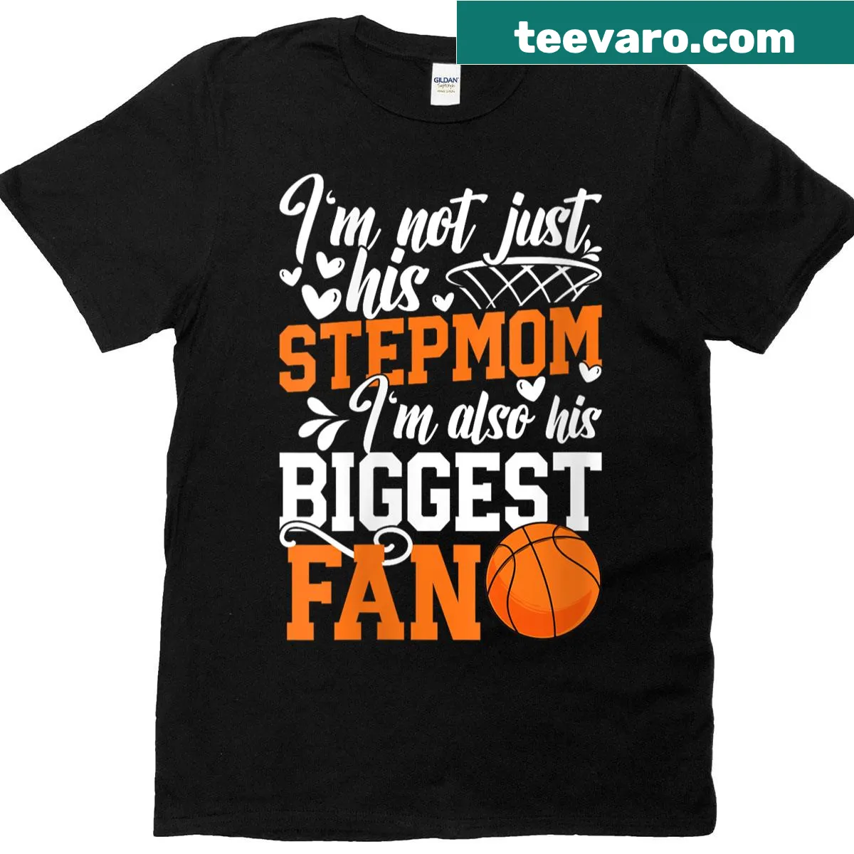 Typographic t-shirt for proud stepmoms and basketball fans — on a men's t-shirt