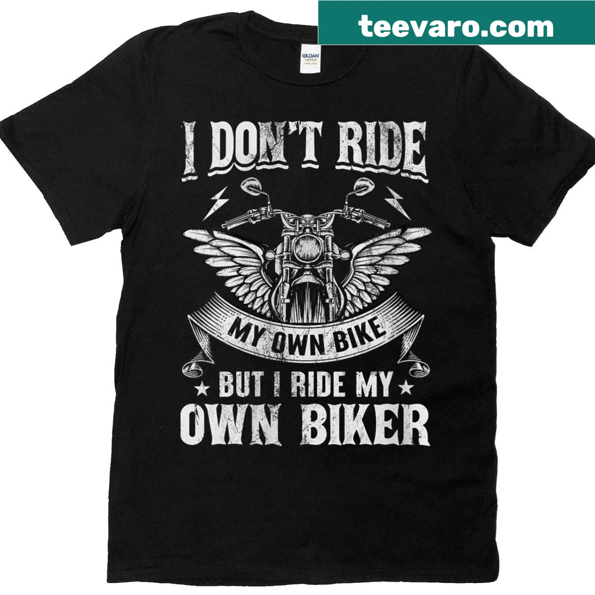 Funny shirt with a humorous quote about bikers for women — on a men's t-shirt