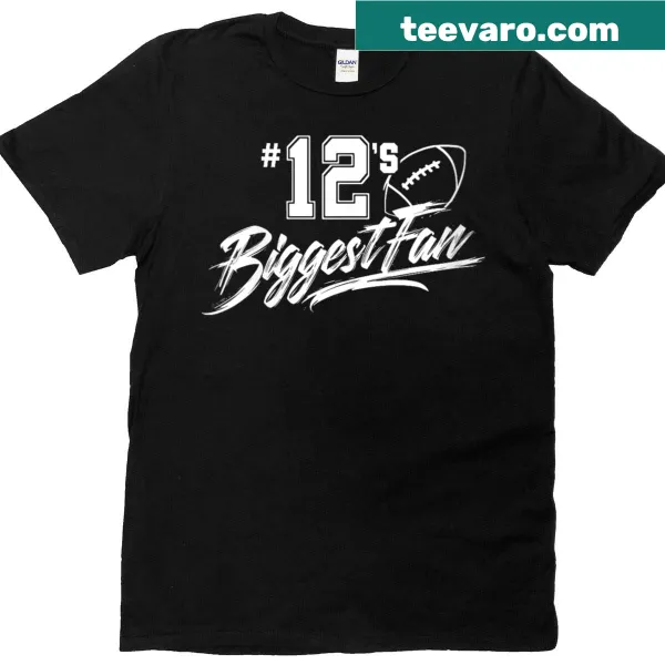 Typographic football mom t-shirt for the biggest fan of player number 12