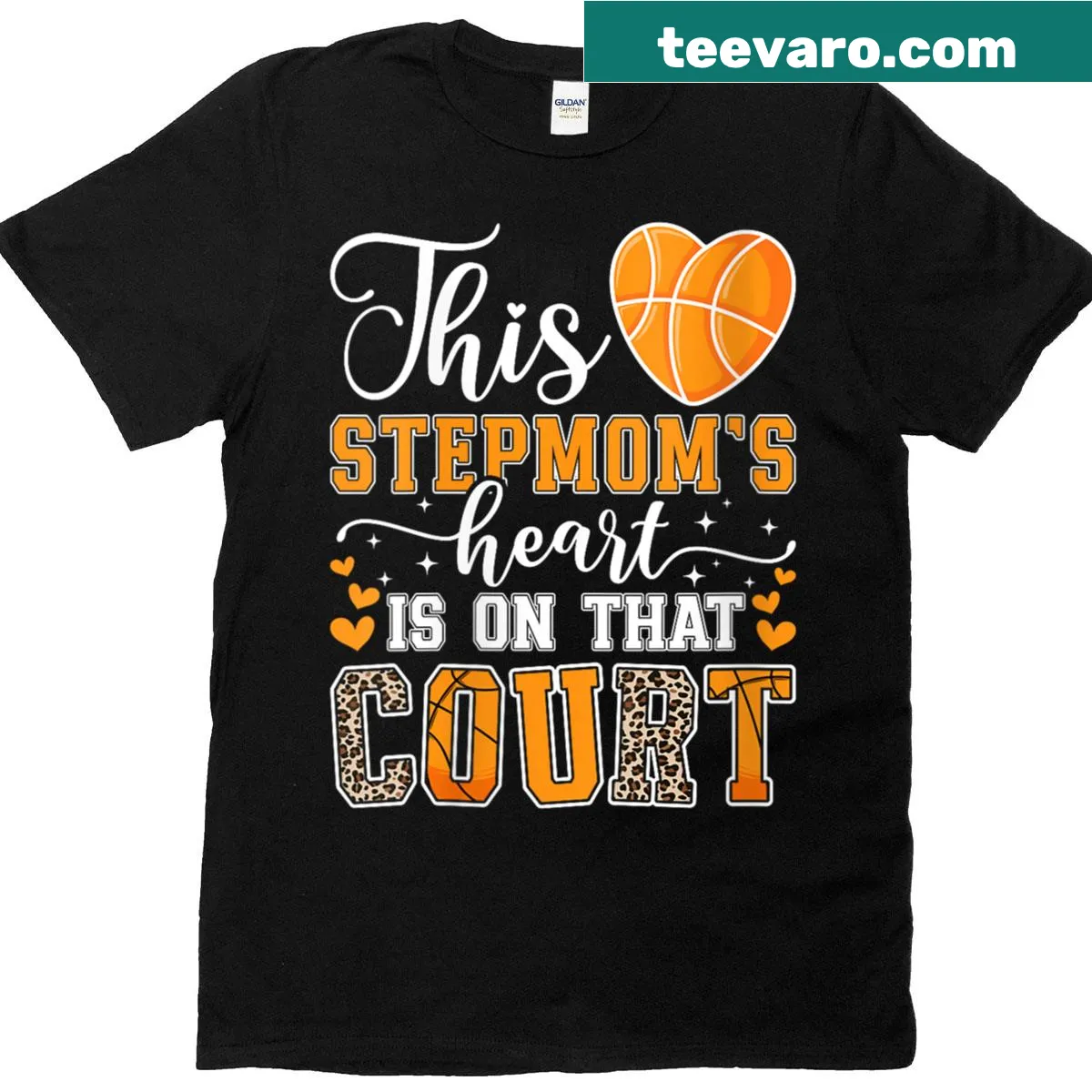 Basketball stepmom T-shirt with playful graphics and text — on a men's t-shirt