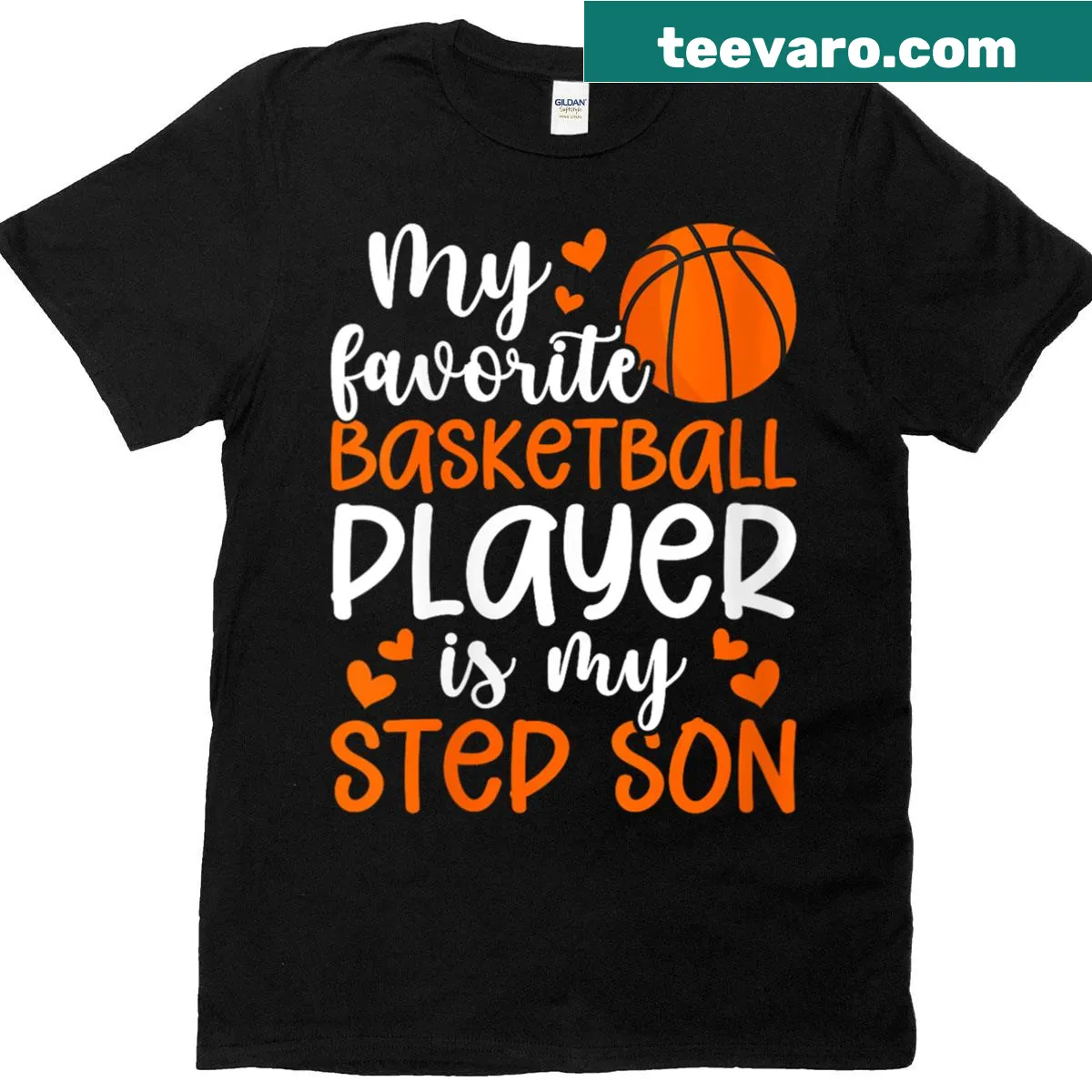 Proud stepmom t-shirt with basketball-themed message — on a men's t-shirt