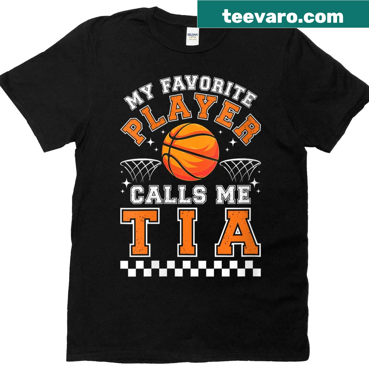 Proud tia basketball player t-shirt featuring bold typography — on a men's t-shirt