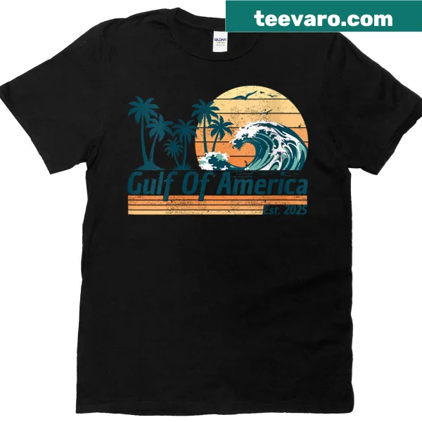 Vintage-style t-shirt featuring a retro sunset design