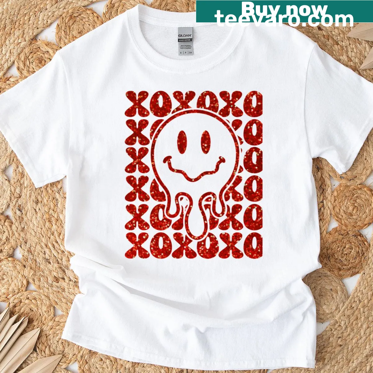 Retro Xoxo Love Amour Valentine quote T-shirt — on a men's t-shirt