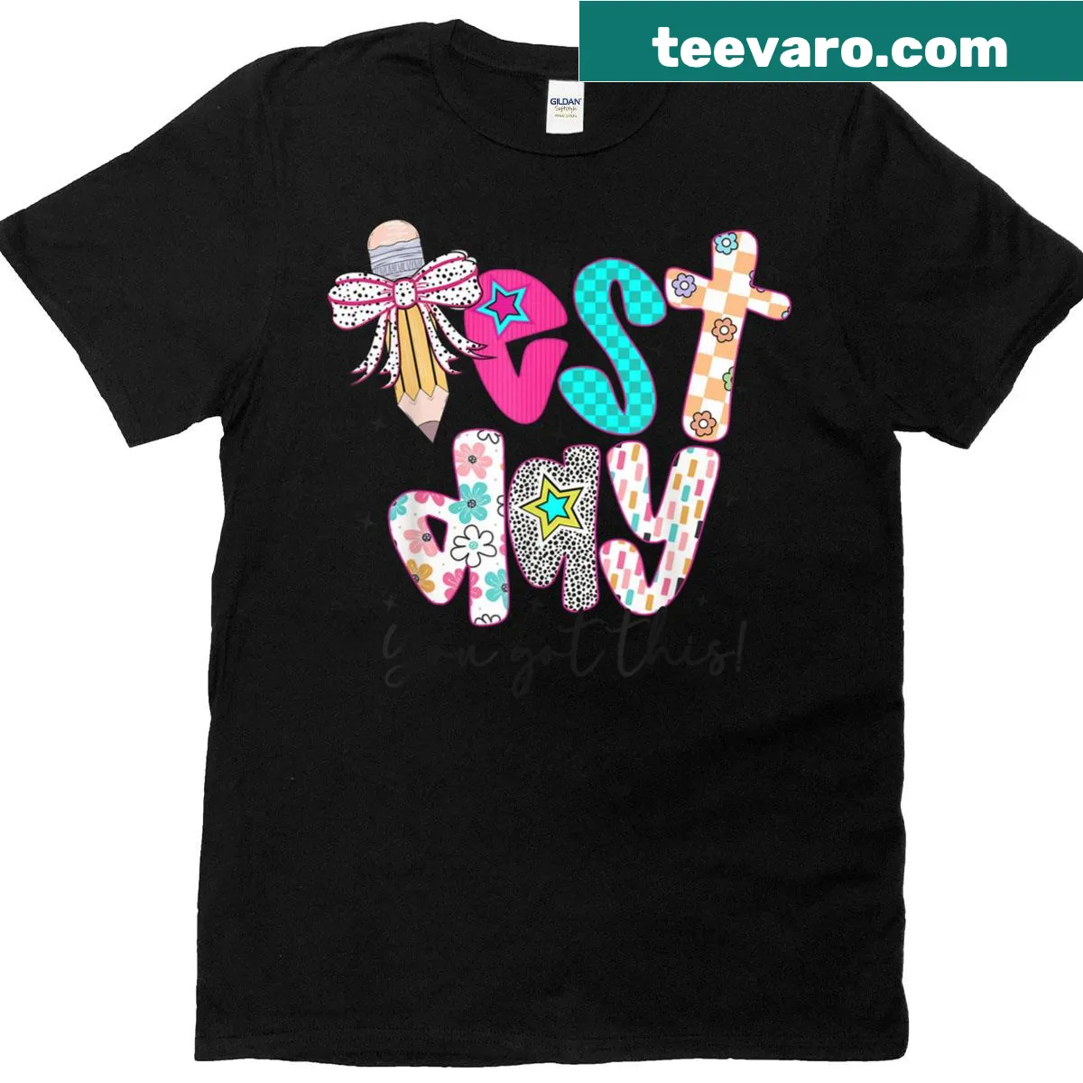 Motivational teacher t-shirt with 'You Got This' text for test day — on a men's t-shirt