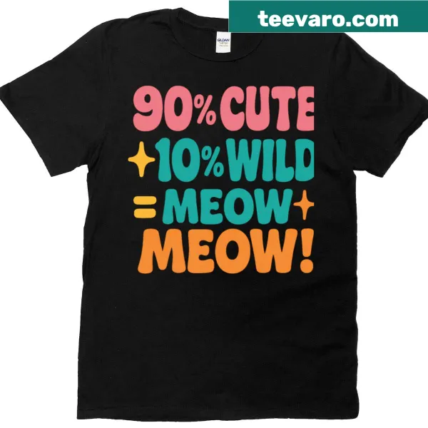 Cute Wild Meow quote T-shirt with patch-style text