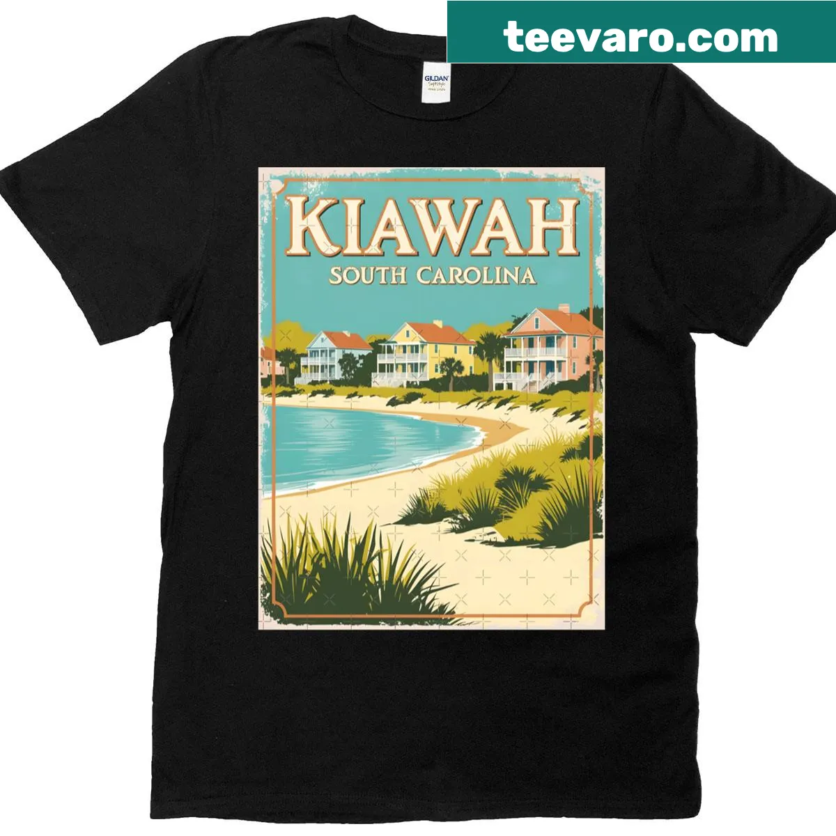 Vintage illustration of Kiawah Island on a T-shirt — on a men's t-shirt