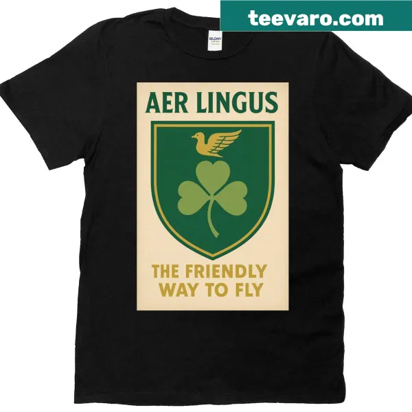 Aer Lingus themed T-shirt with friendly aviation illustration
