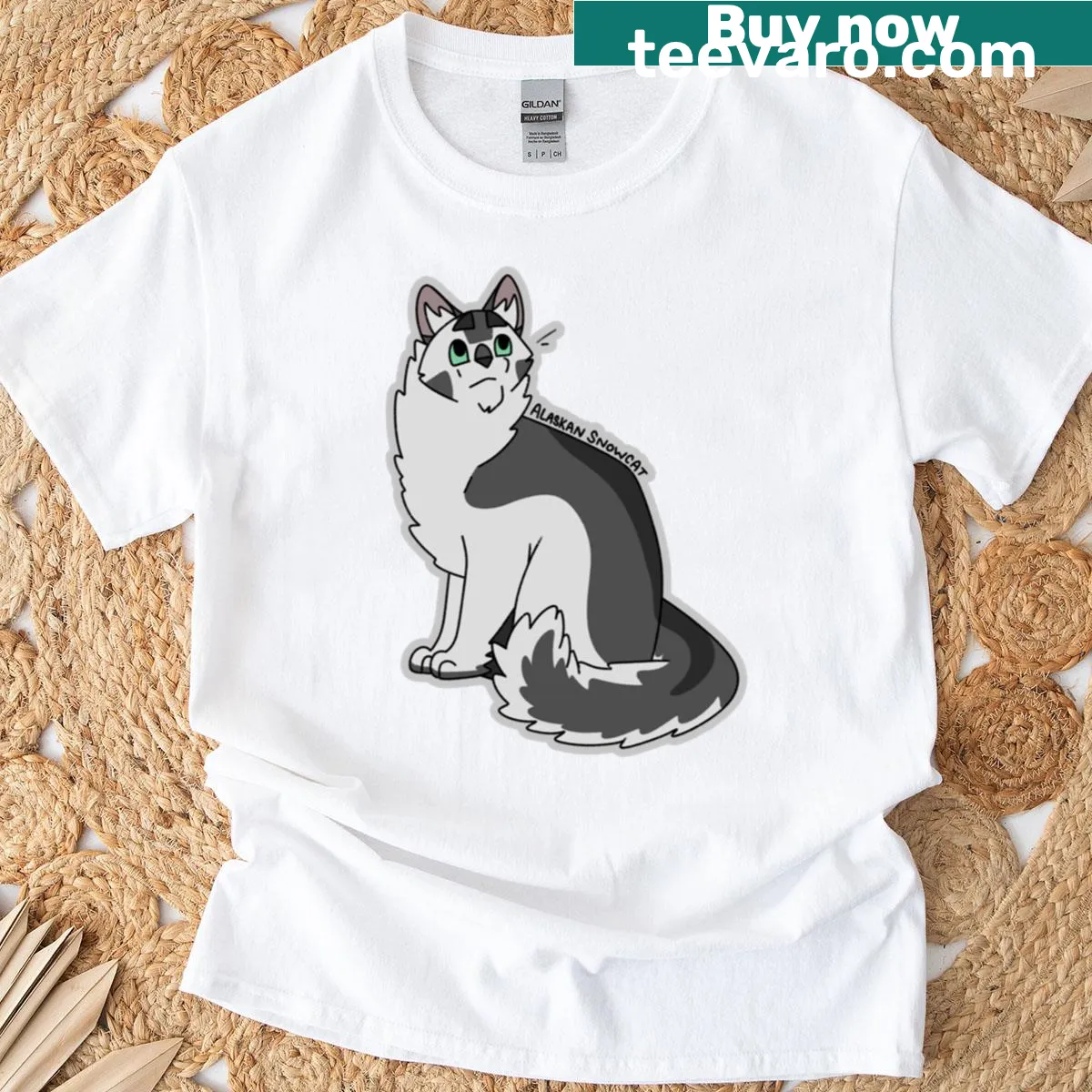 Illustrated Alaskan snowcat on a T-shirt. — on a men's t-shirt