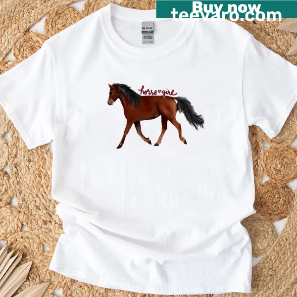 Silhouette of a girl with an Arabian horse graphic on t-shirt.