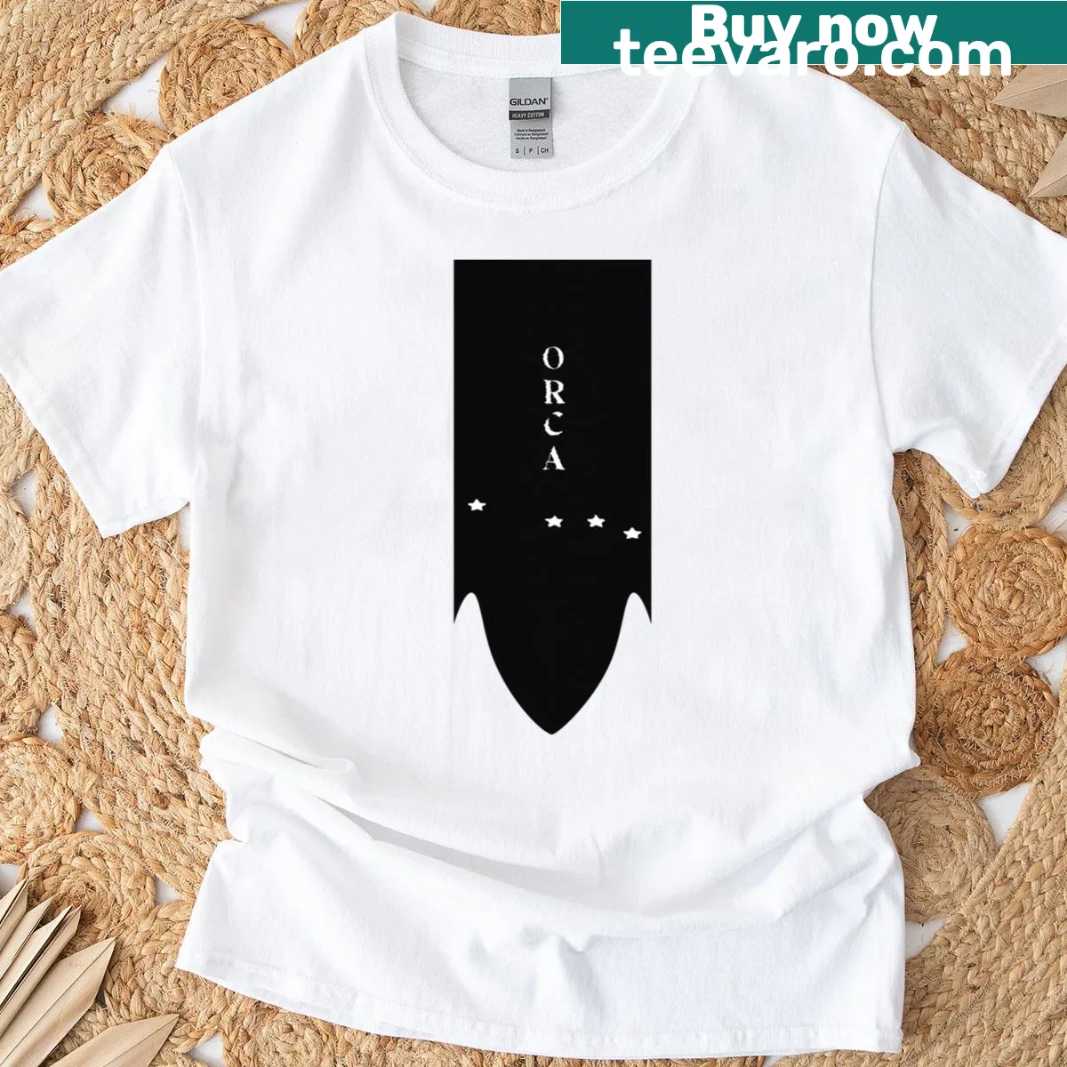 Armored Core For Answer t-shirt featuring the Orca Corporation logo — on a men's t-shirt