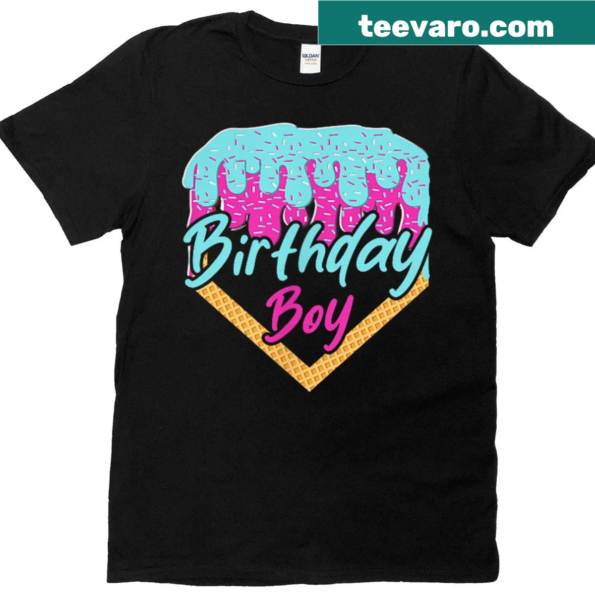 Cartoon graphic of ice cream drip with the number 10 on a birthday T-shirt. — on a men's t-shirt