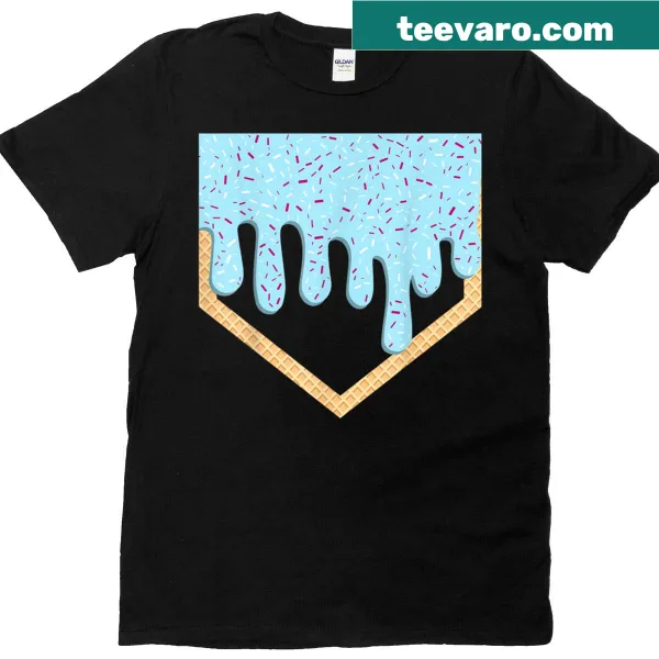 Youth t-shirt featuring ice cream melting into a baseball graphic