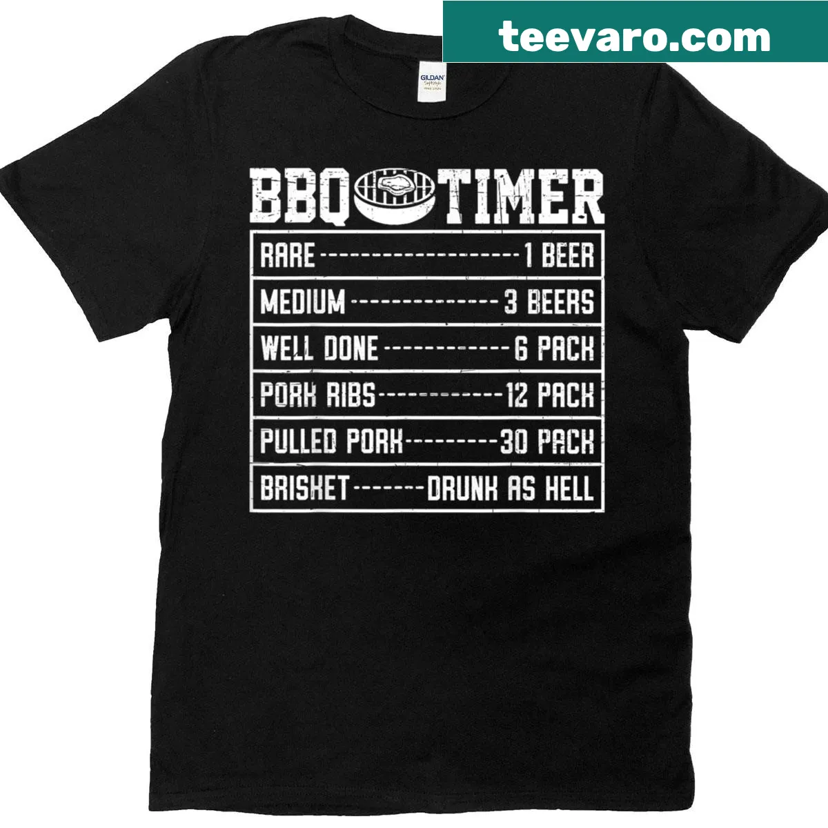 Funny BBQ timer graphic with ‘Pitmaster’ text on BBQ T-shirt — on a men's t-shirt