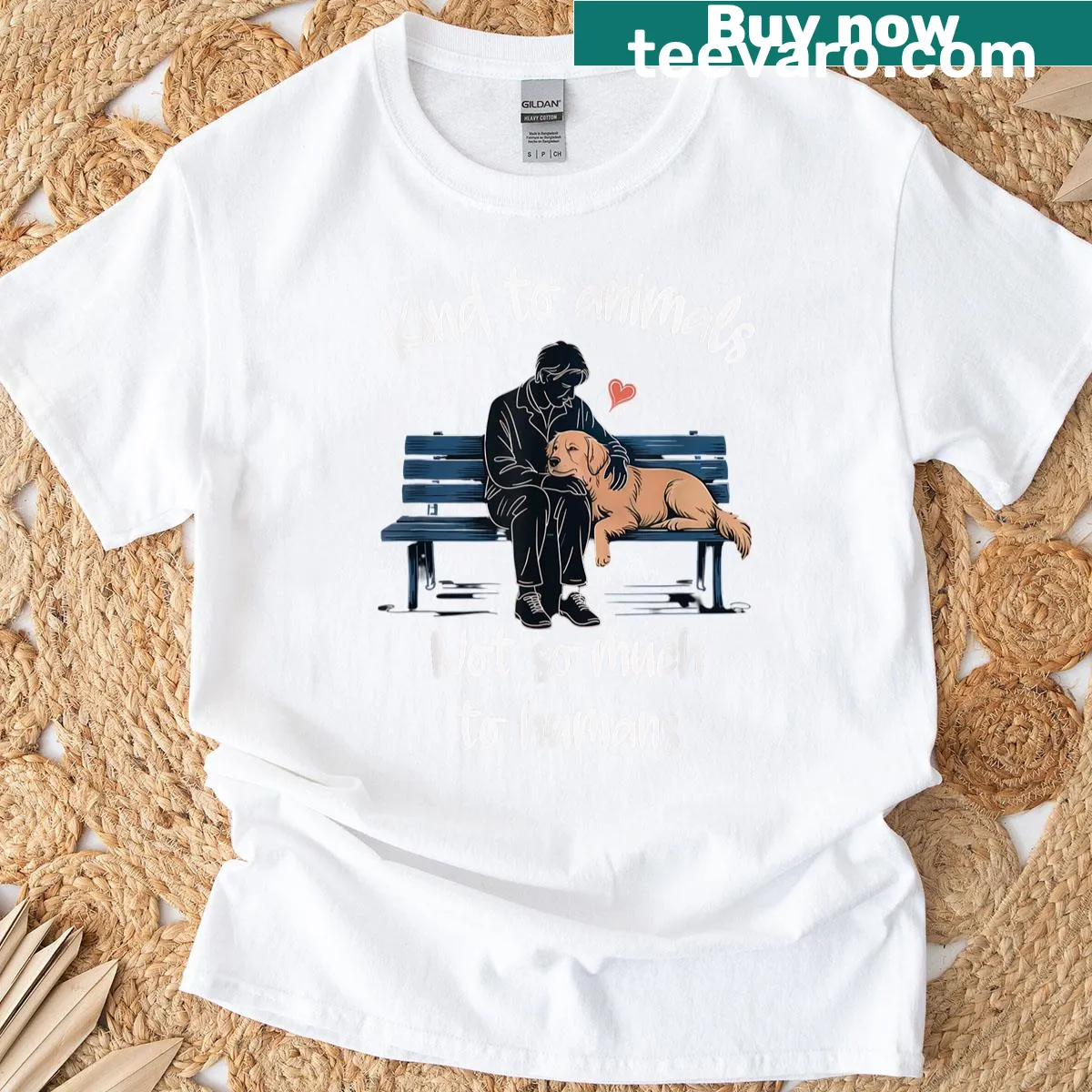 Funny graphic promoting kindness to animals on T-shirt — on a men's t-shirt