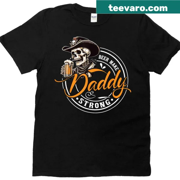 Funny skeleton dad design with beer on a T-shirt