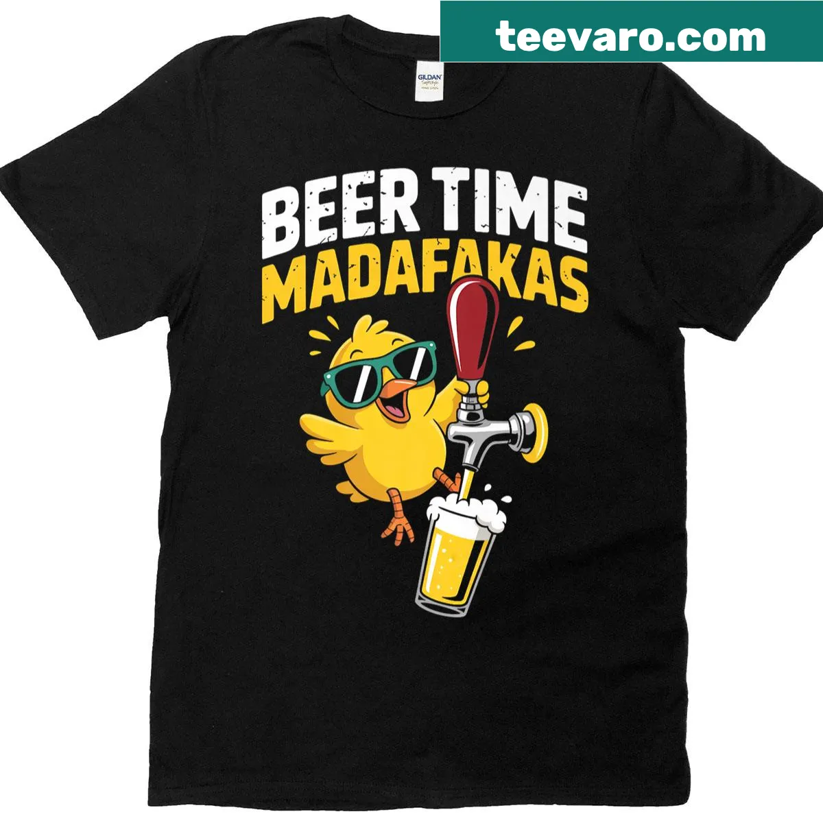 Funny Beer Time graphic on a casual T-shirt for party lovers. — on a men's t-shirt