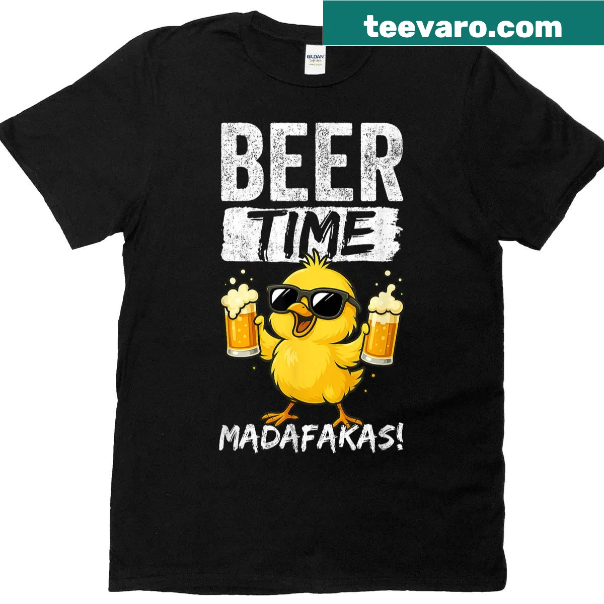 Funny Beer Time t-shirt for men and women, featuring a humorous phrase. — on a men's t-shirt