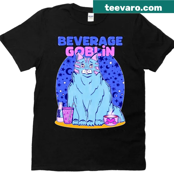 Oversized t-shirt with a cartoon goblin cat graphic