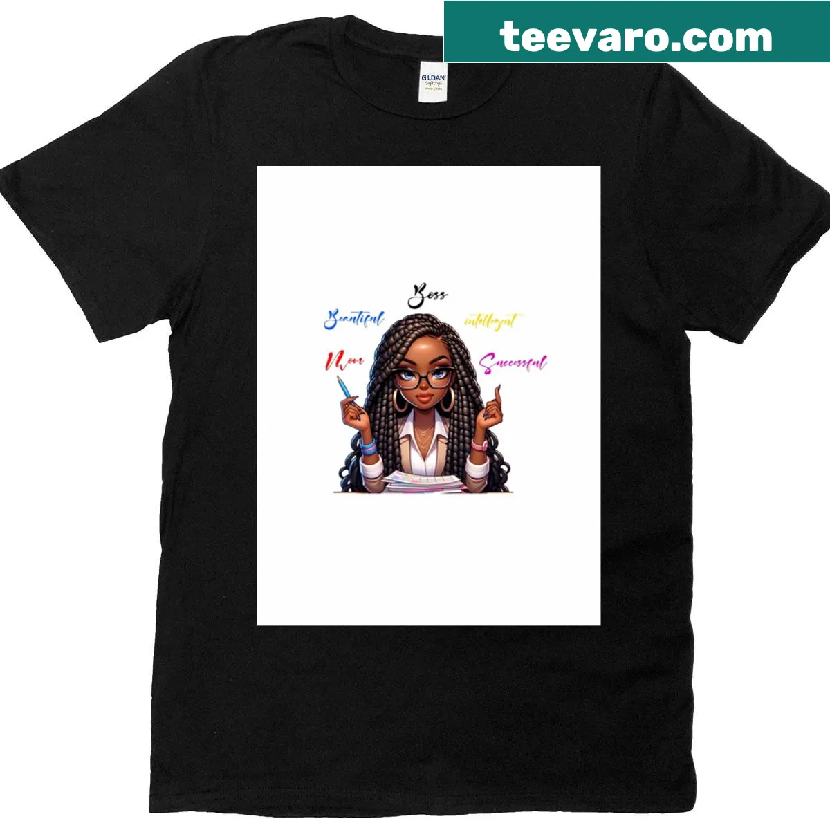 T-shirt with a graphic saying Boss Beautiful Intelligent Mom — on a men's t-shirt