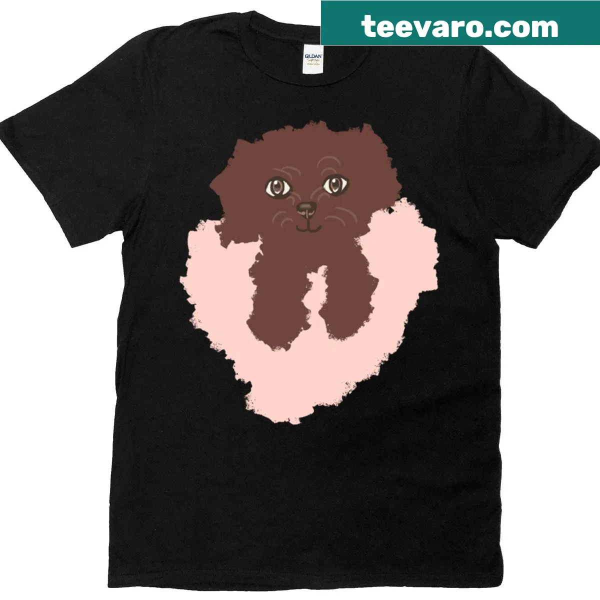 Cute illustration of a fluffy poodle puppy on a T-shirt — on a men's t-shirt