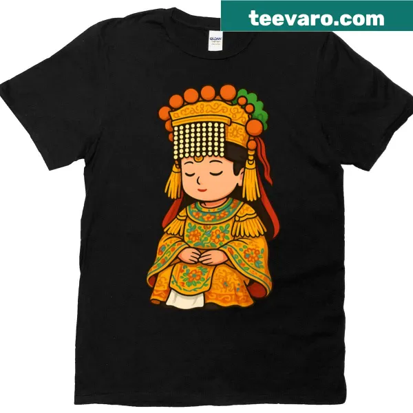 Oversized T-shirt with cartoon illustration of Mazu goddess