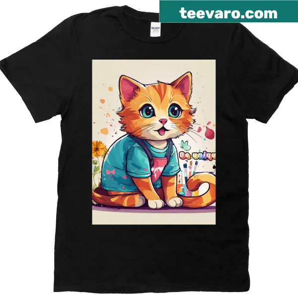 Chibi orange cat with 'Be Unique' quote in a cute design